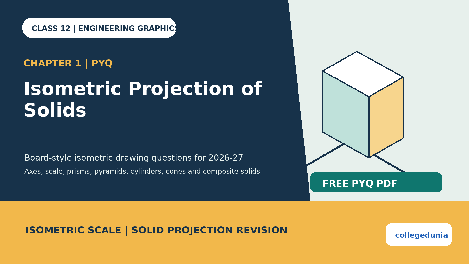 Class 12 Engineering Graphics Isometric Projection of Solids PYQ PDF