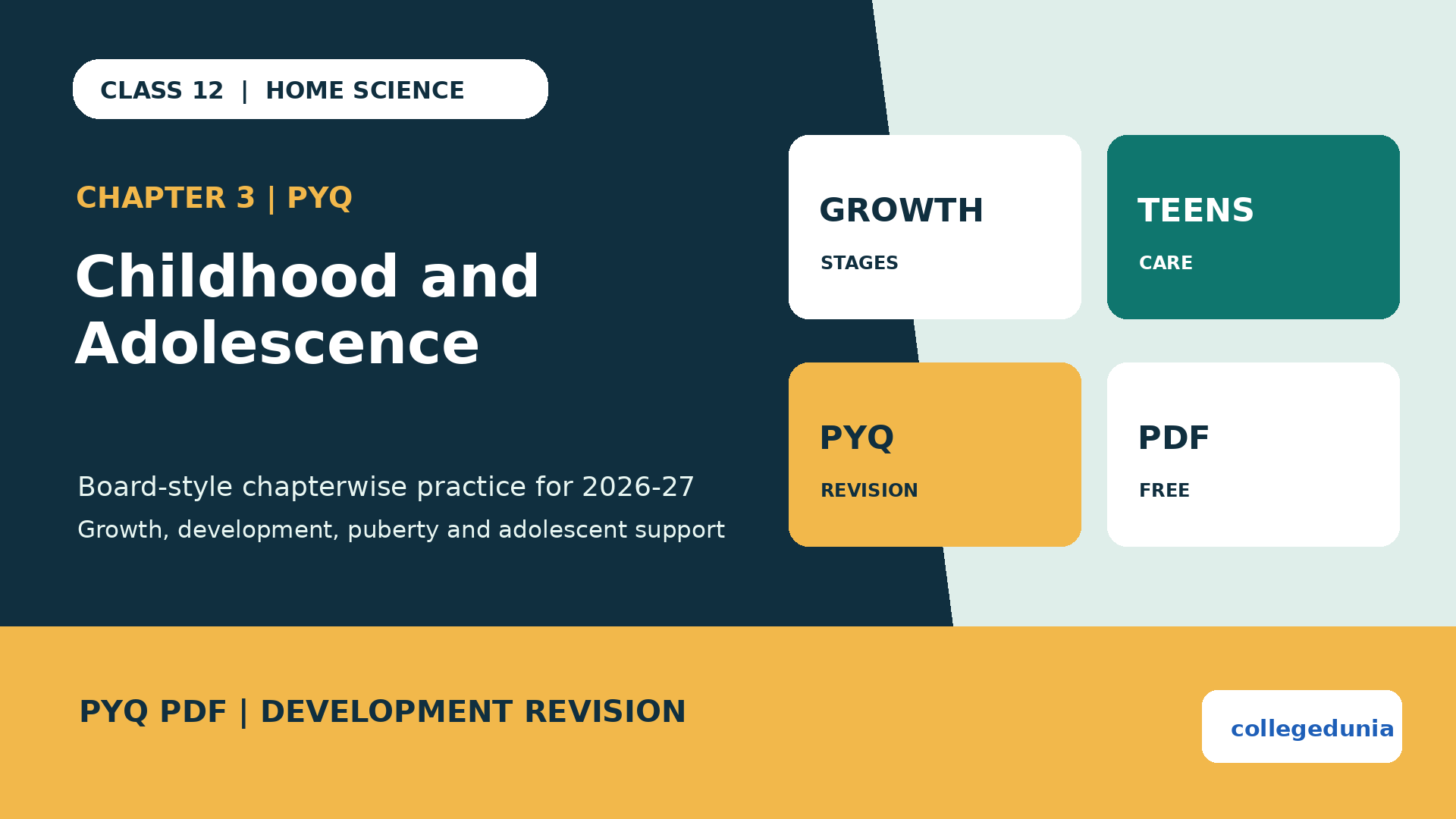 Class 12 Home Science Childhood and Adolescence PYQ PDF