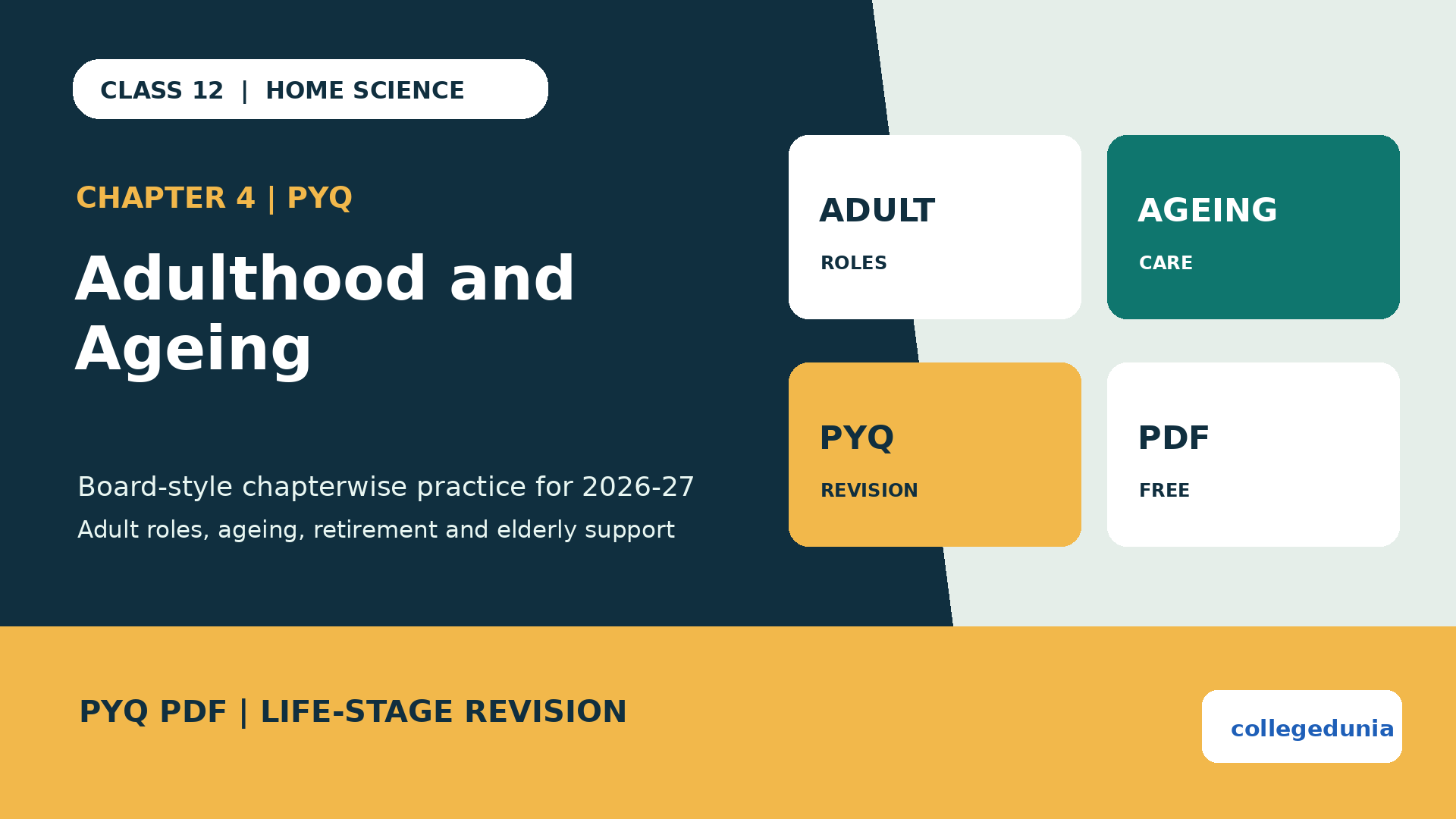 Class 12 Home Science Adulthood and Ageing PYQ PDF