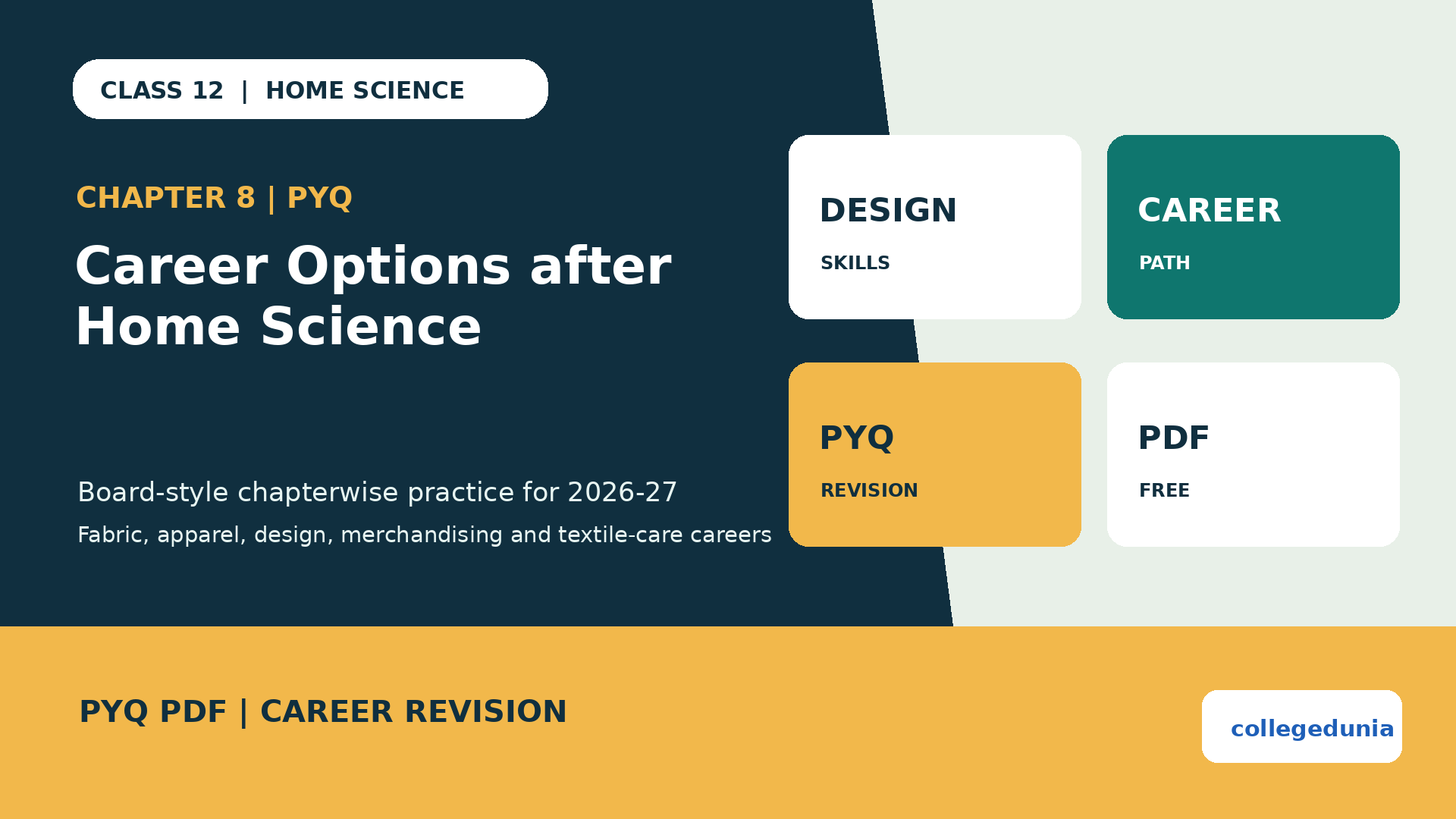 Class 12 Home Science Career Options after Home Science PYQ PDF