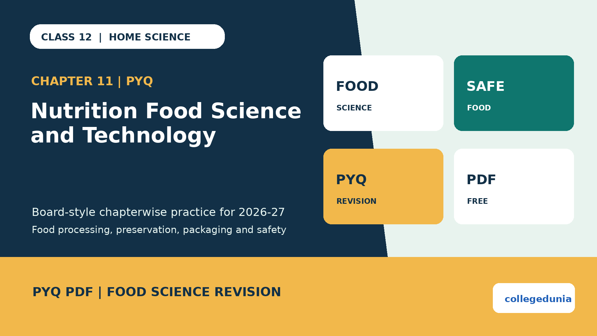 Class 12 Home Science Nutrition Food Science and Technology PYQ PDF