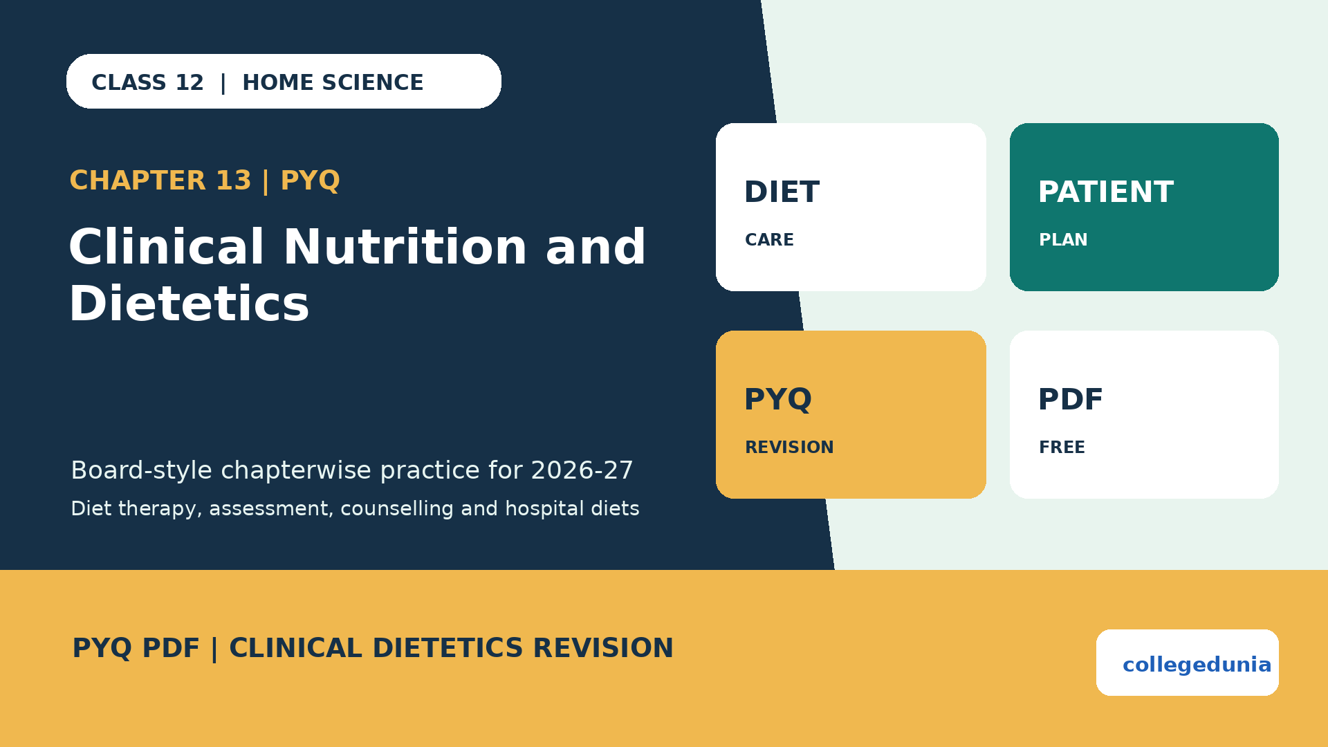 Class 12 Home Science Clinical Nutrition and Dietetics PYQ PDF