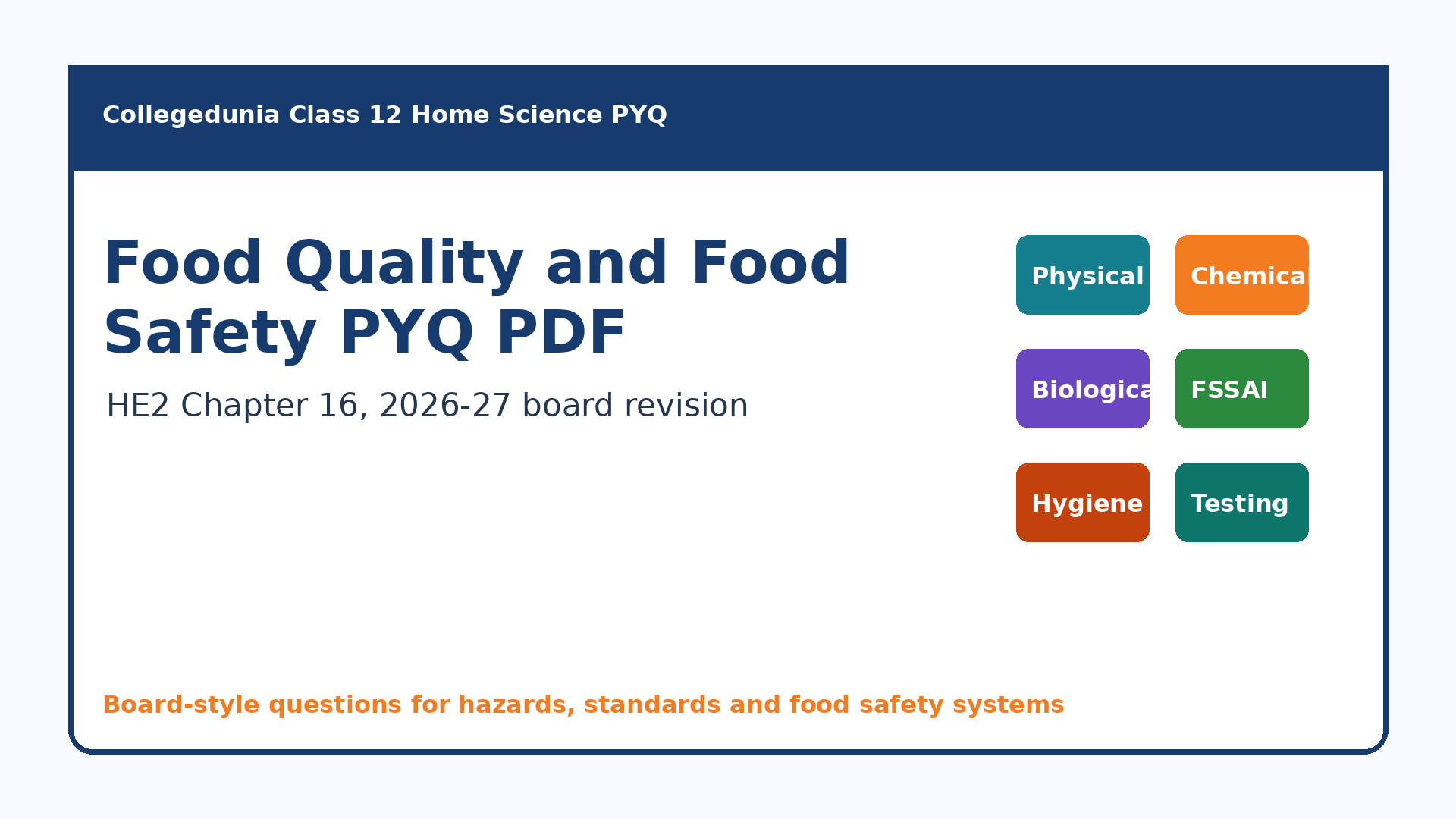 Class 12 Home Science Food Quality and Food Safety PYQ PDF