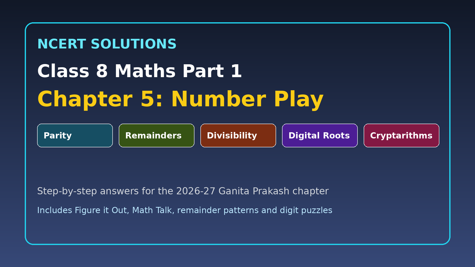 Class 8 Maths Part 1 Chapter 5 Number Play NCERT Solutions 2026-27