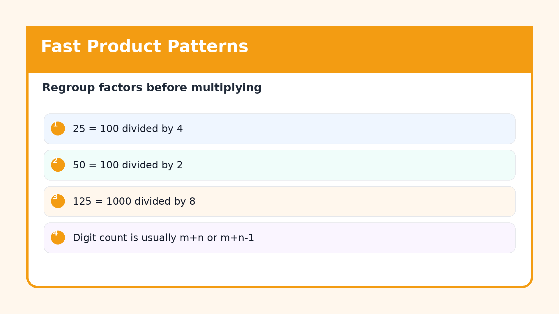 Quick product patterns using 25 50 and 125