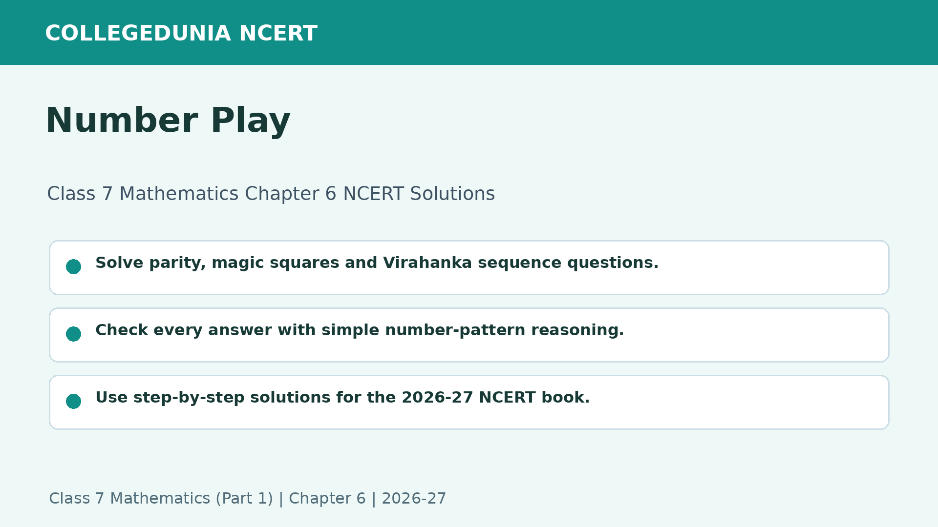 NCERT Solutions Class 7 Mathematics Chapter 6 Number Play