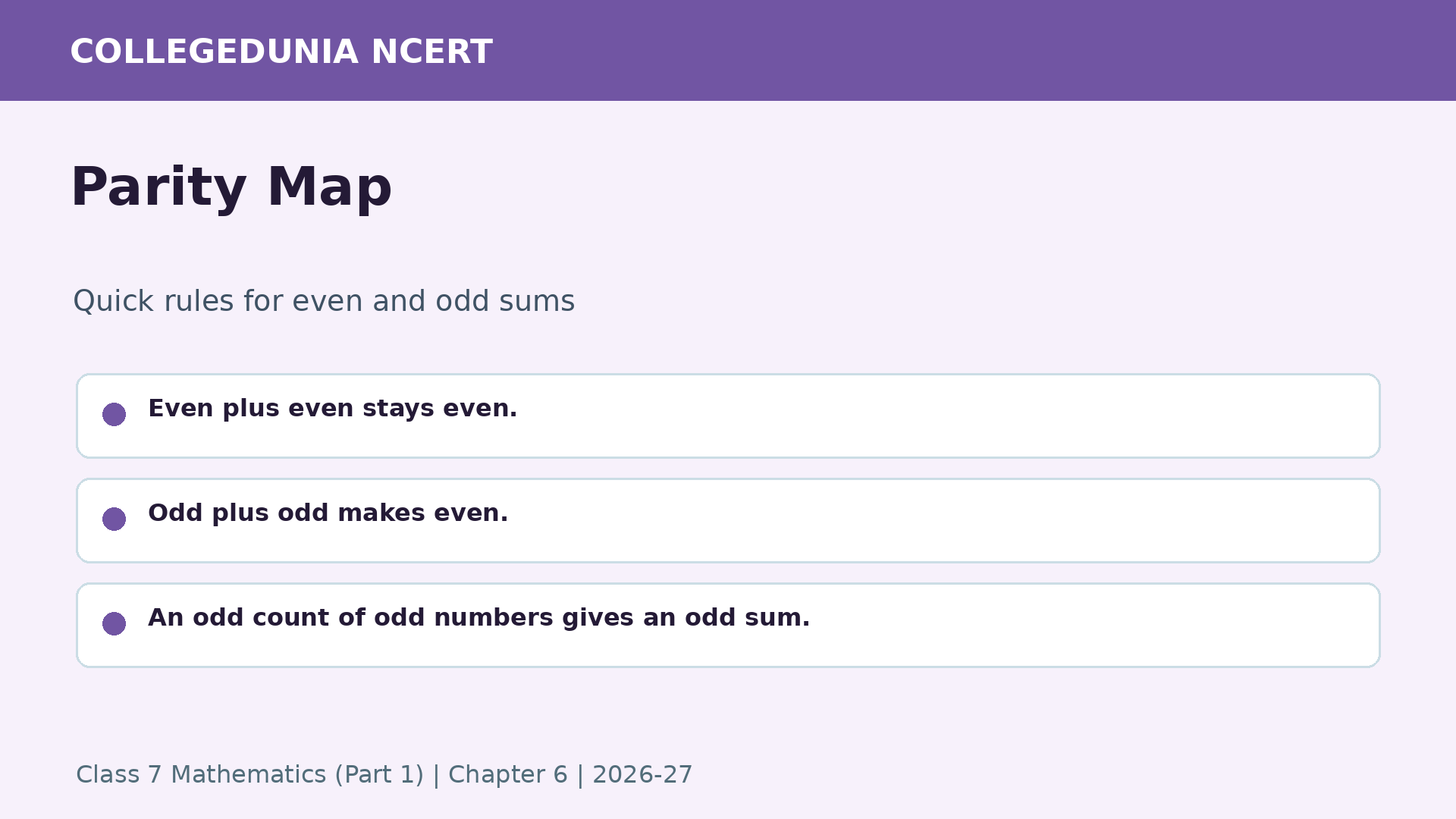 Parity rules for Class 7 Maths Chapter 6 Number Play