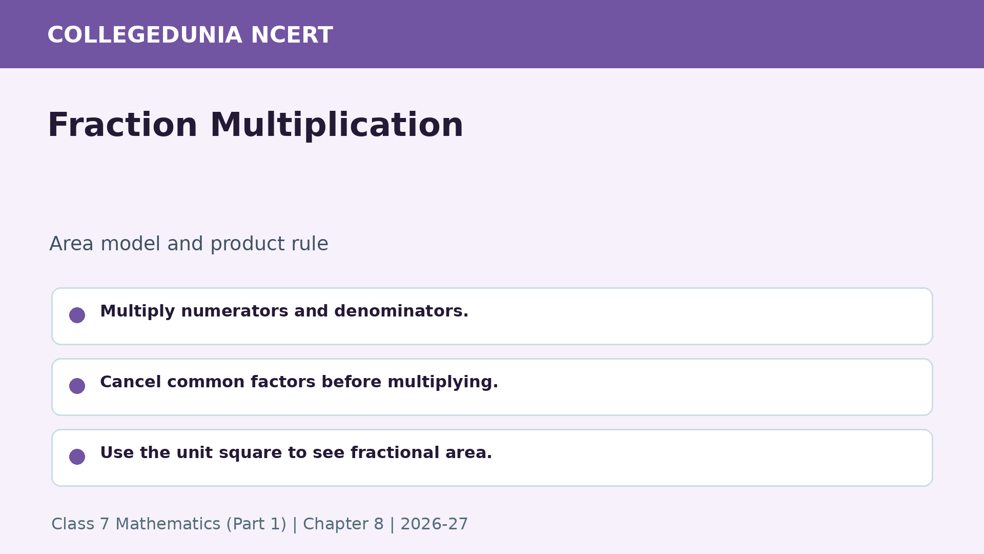 Fraction multiplication model for Class 7 Maths Chapter 8