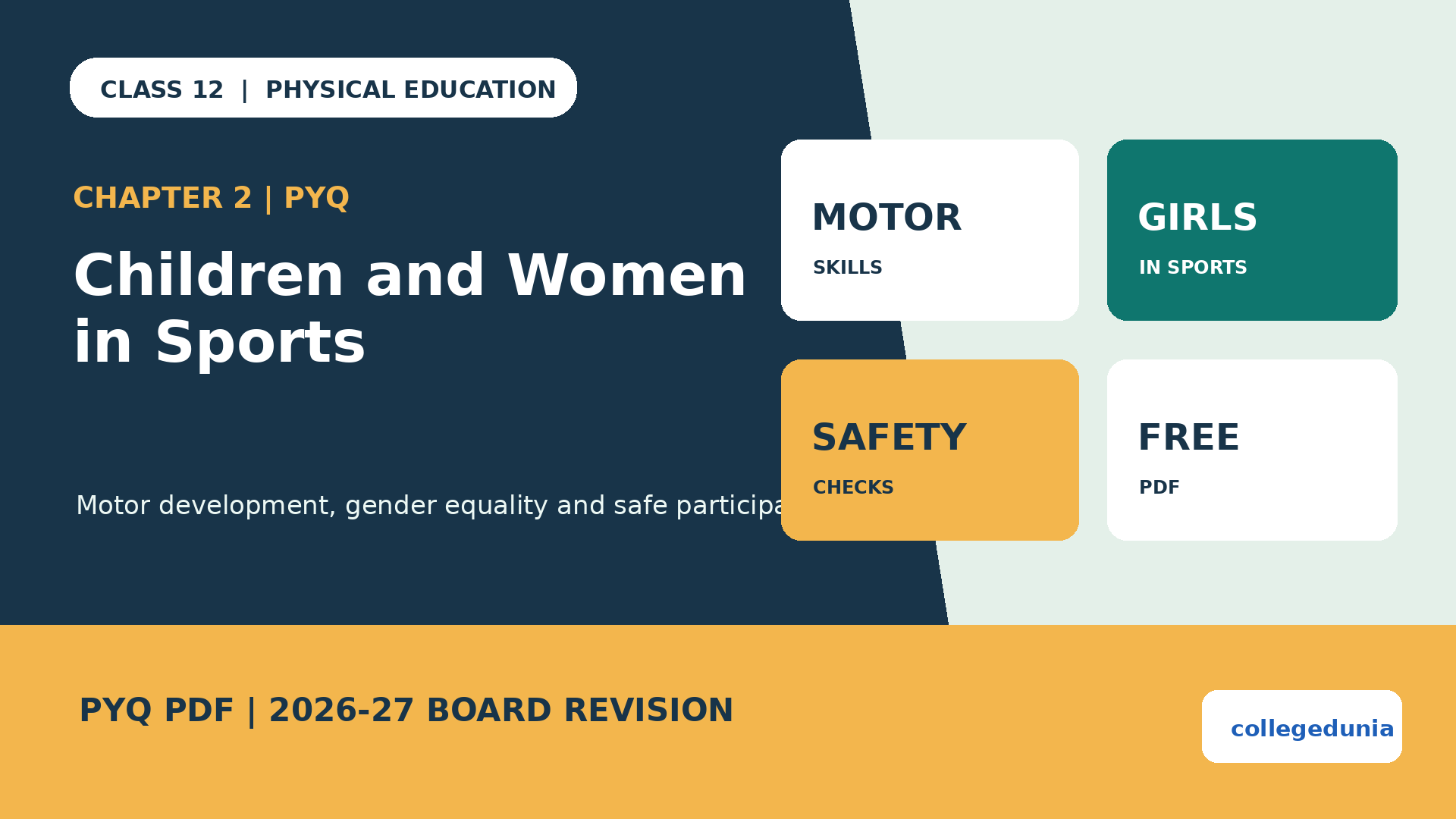 Class 12 Physical Education Children and Women in Sports PYQ PDF