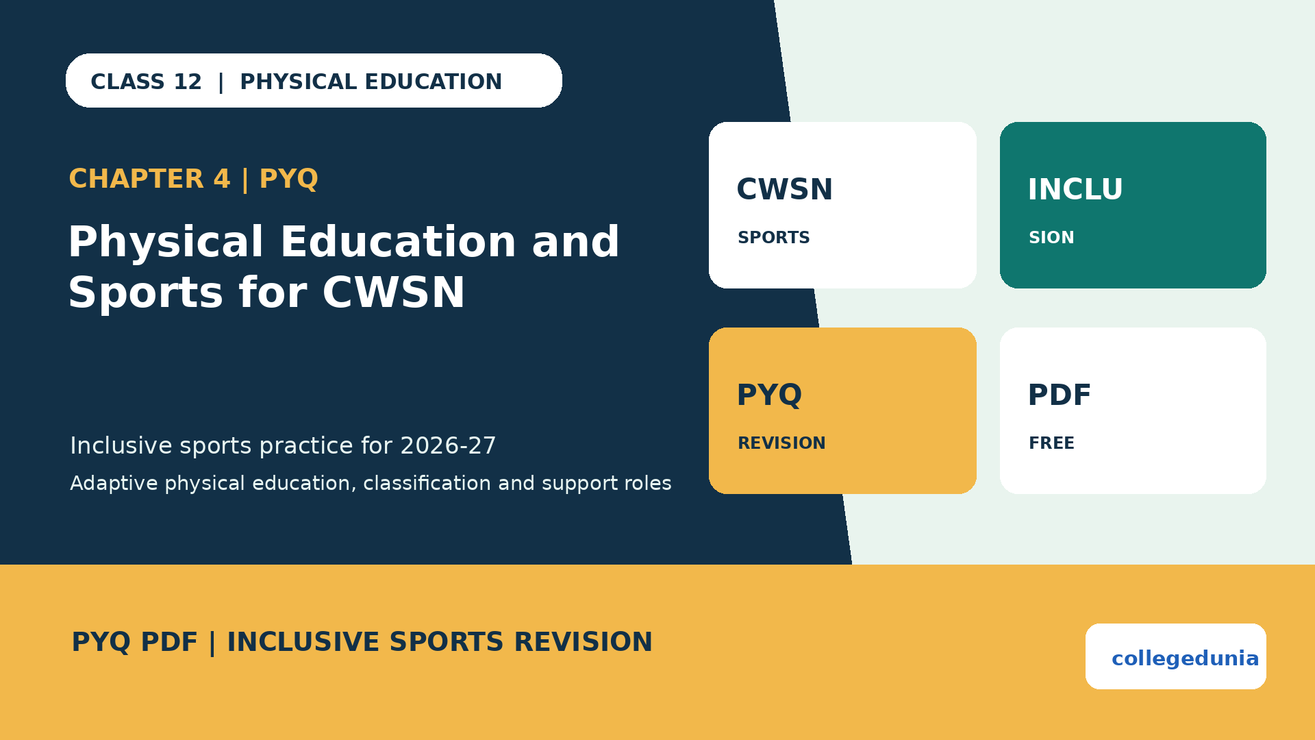 Class 12 Physical Education and Sports for CWSN PYQ PDF