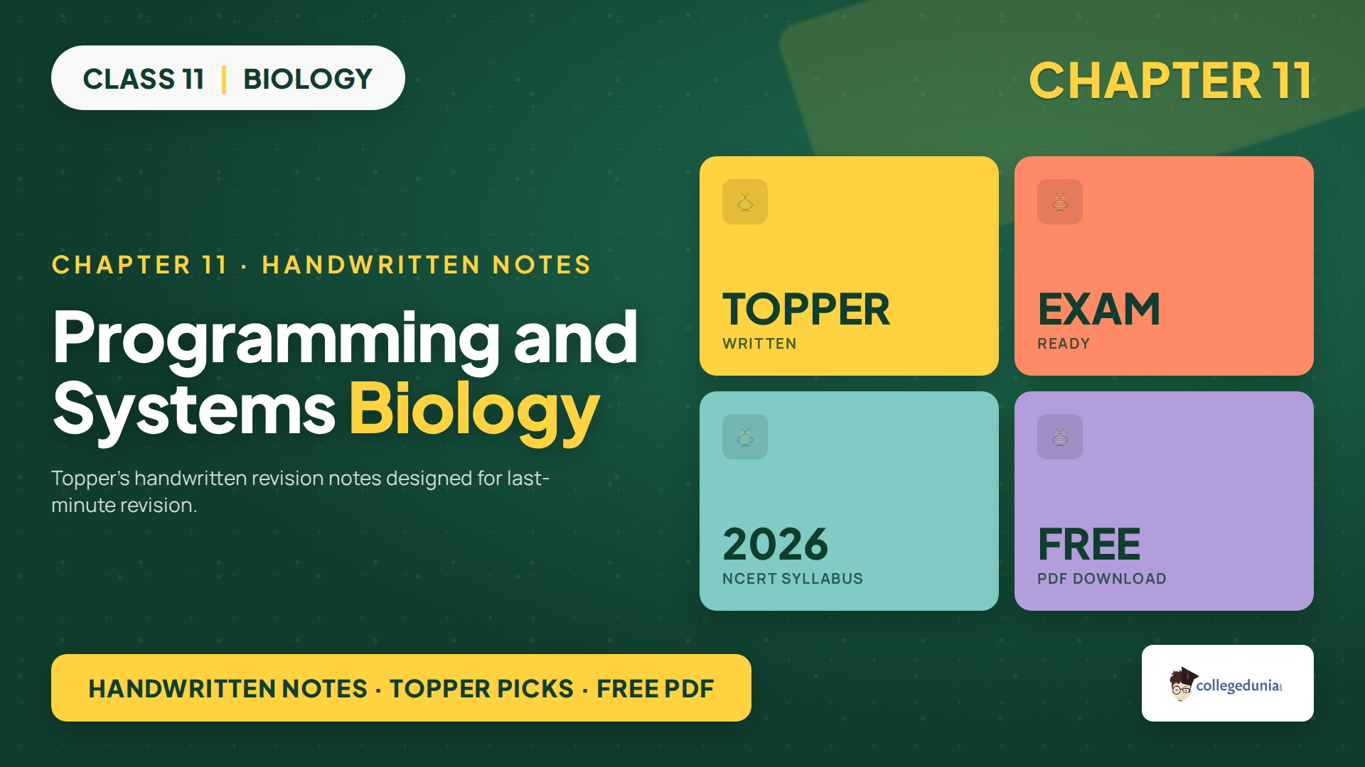 Class 11 Biotechnology Programming and Systems Biology handwritten notes