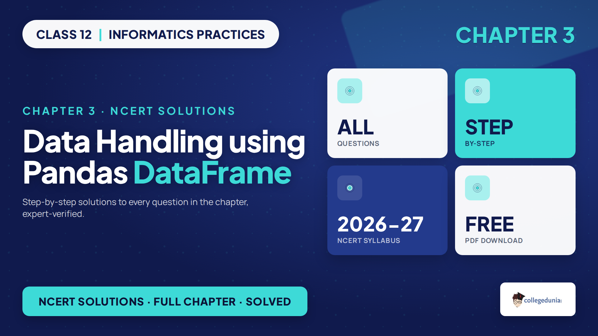 Class 12 Informatics Practices Chapter 3 Data Handling using Pandas DataFrame NCERT book PDF