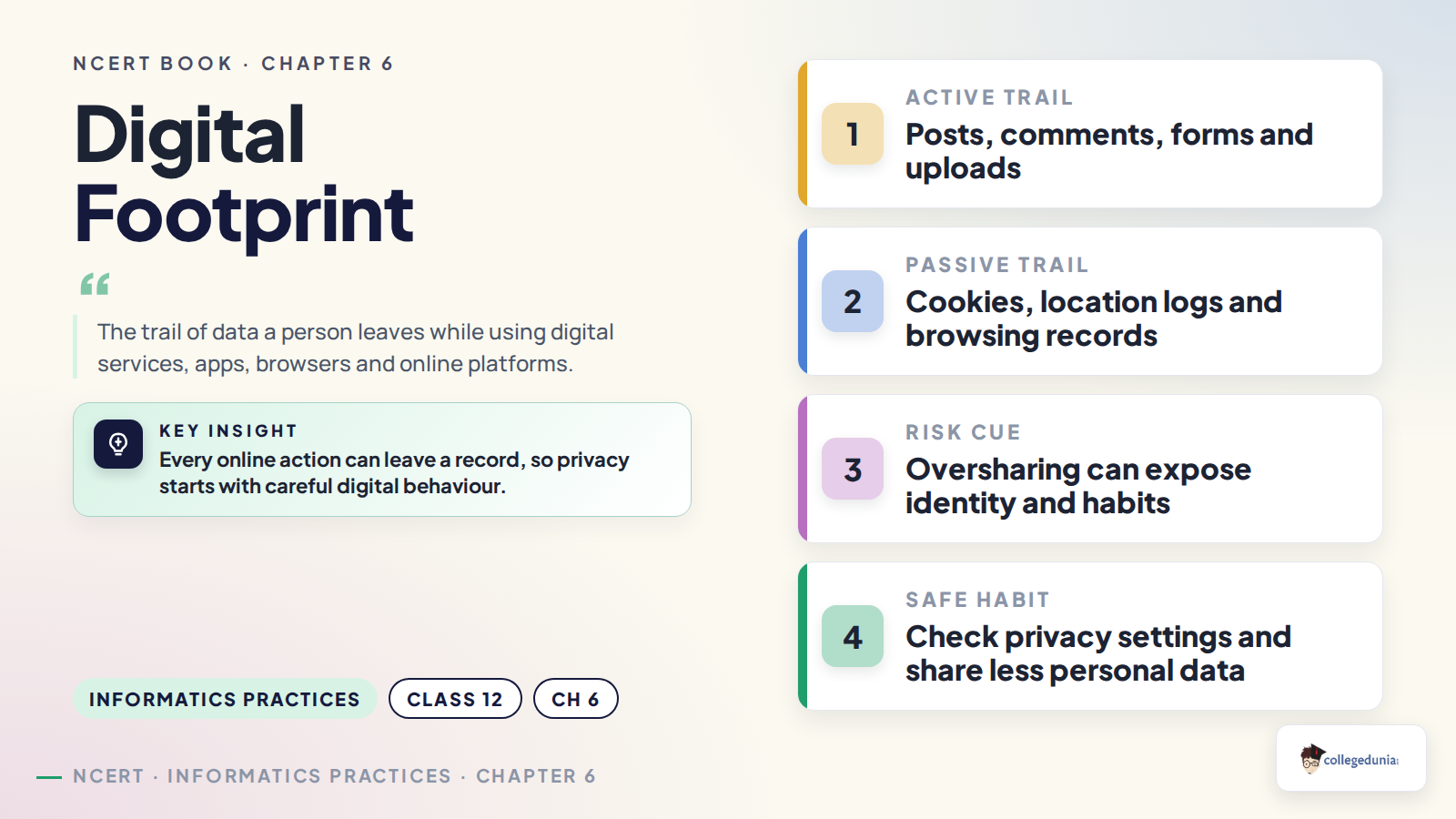 Digital footprint concept for Class 12 Informatics Practices Chapter 6
