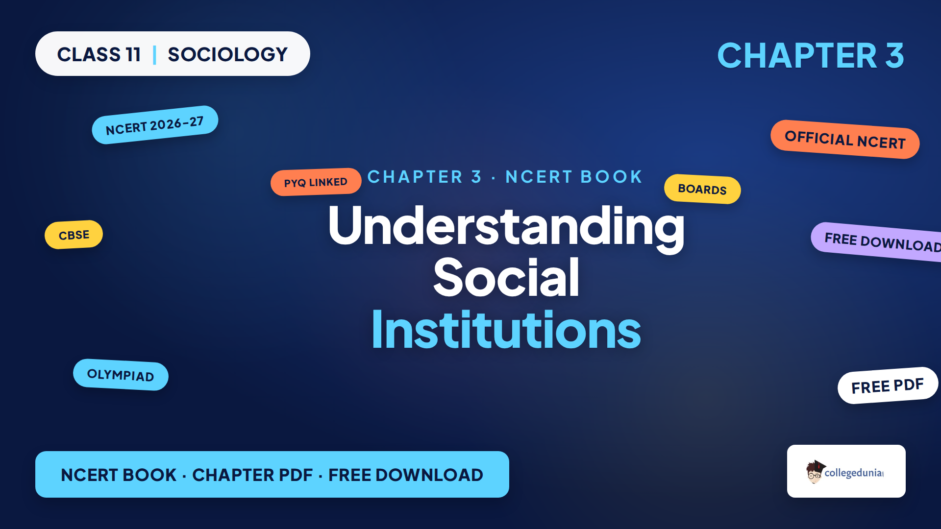 NCERT Class 11 Sociology Chapter 3 Understanding Social Institutions book PDF