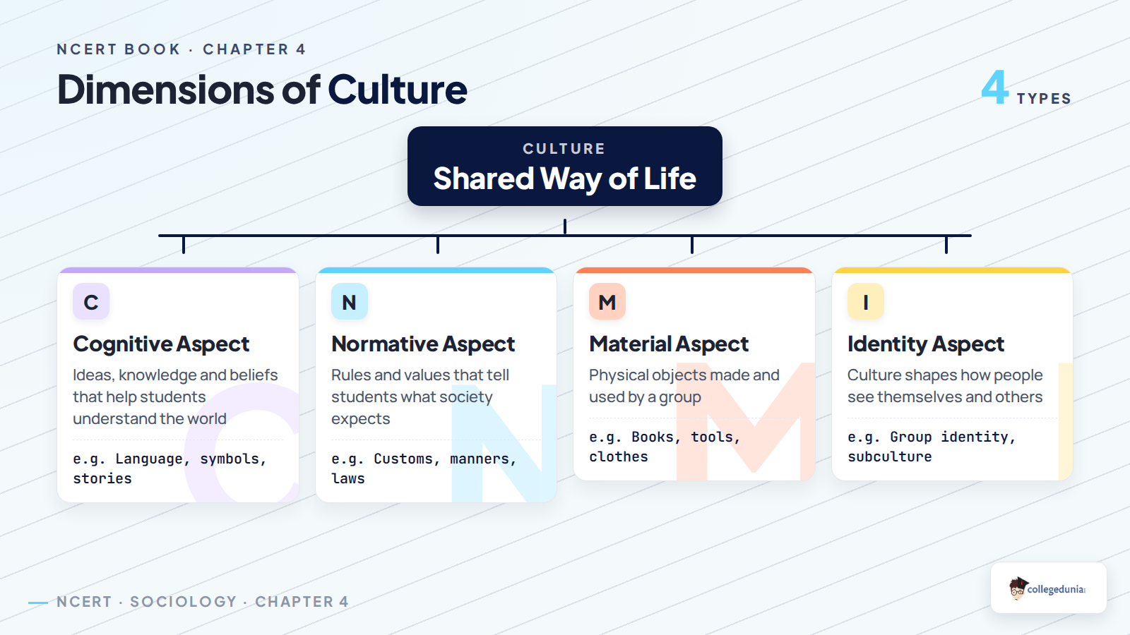 Dimensions of culture in Class 11 Sociology Chapter 4