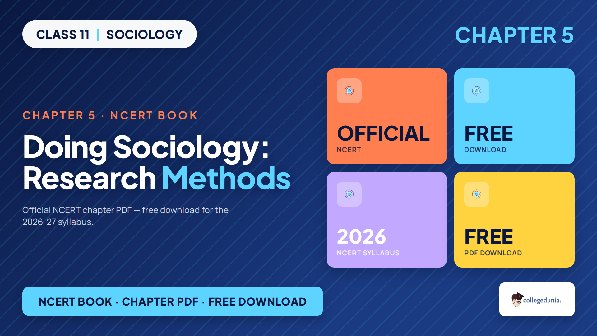 NCERT Class 11 Sociology Chapter 5 Doing Sociology Research Methods book PDF