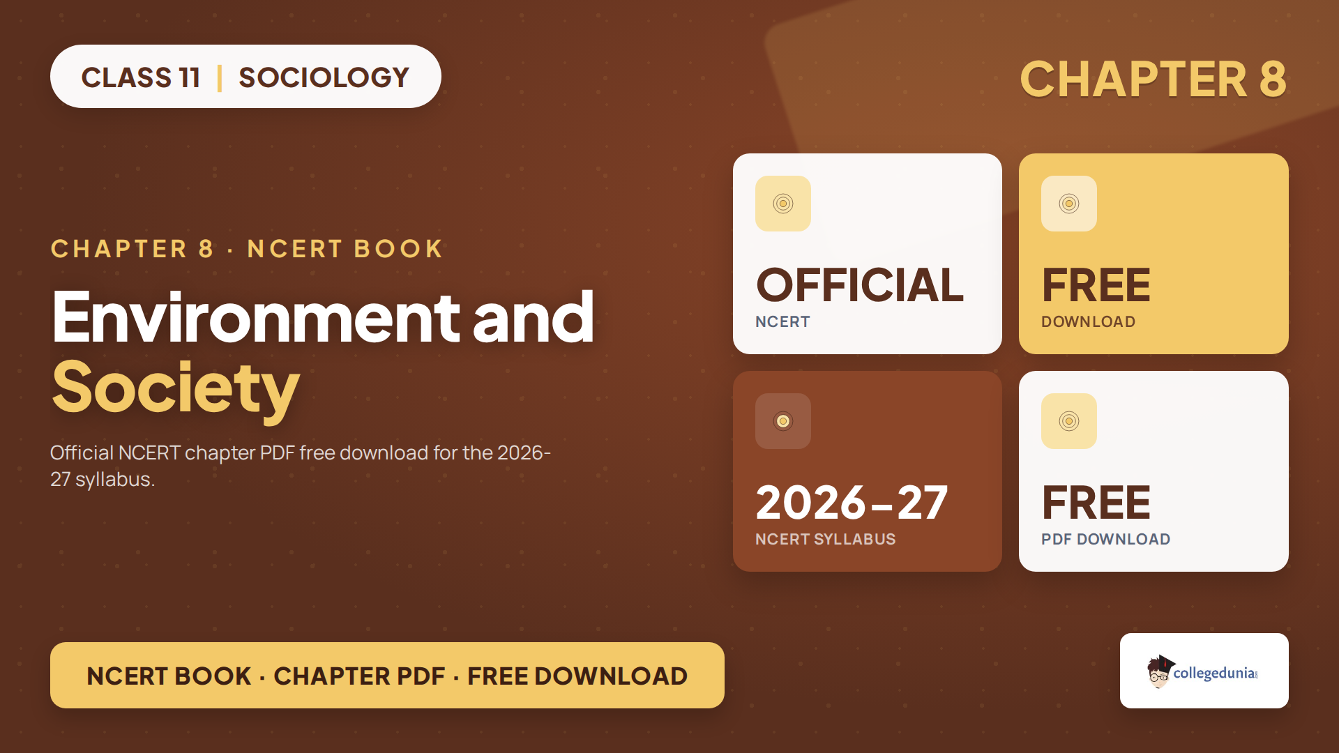 NCERT Class 11 Sociology Chapter 8 Environment and Society book PDF