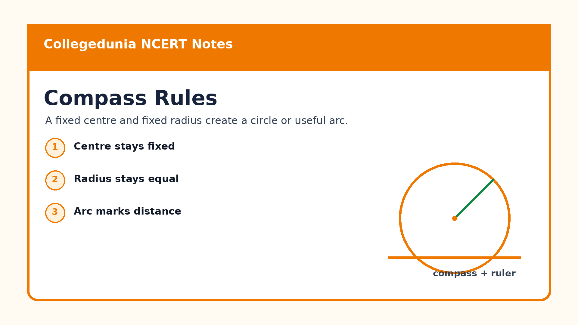 Compass centre and radius checklist for Class 6 constructions