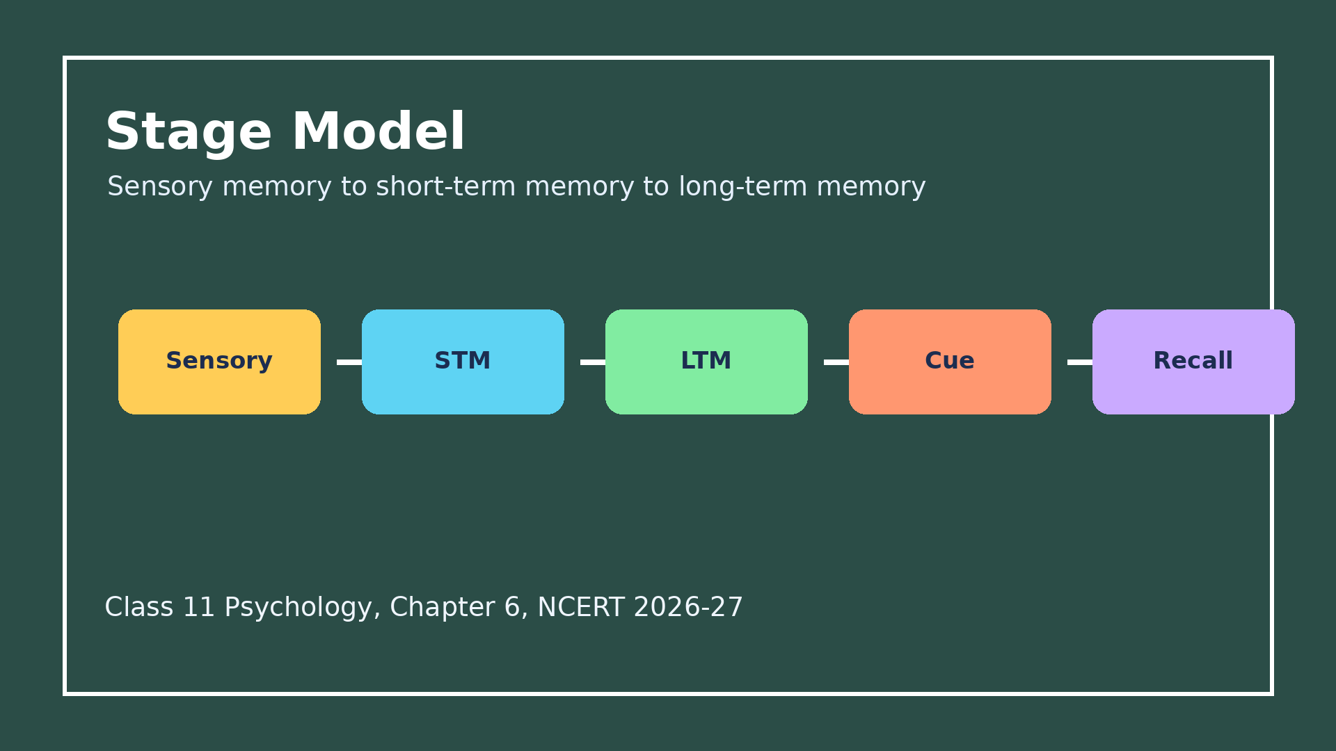 Stage model of memory for Class 11 Psychology Human Memory notes