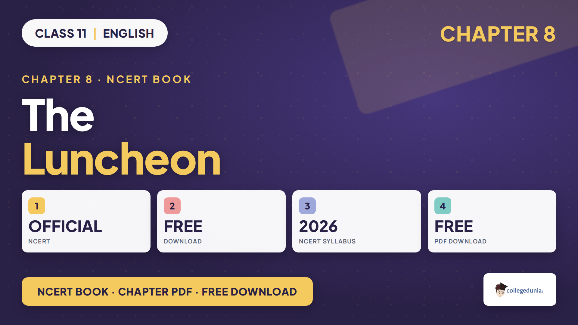 NCERT Class 11 English Woven Words Chapter 8 The Luncheon book PDF