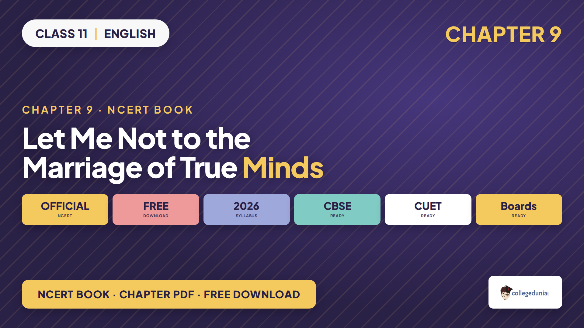 NCERT Class 11 English Woven Words Chapter 9 Let Me Not to the Marriage of True Minds book PDF