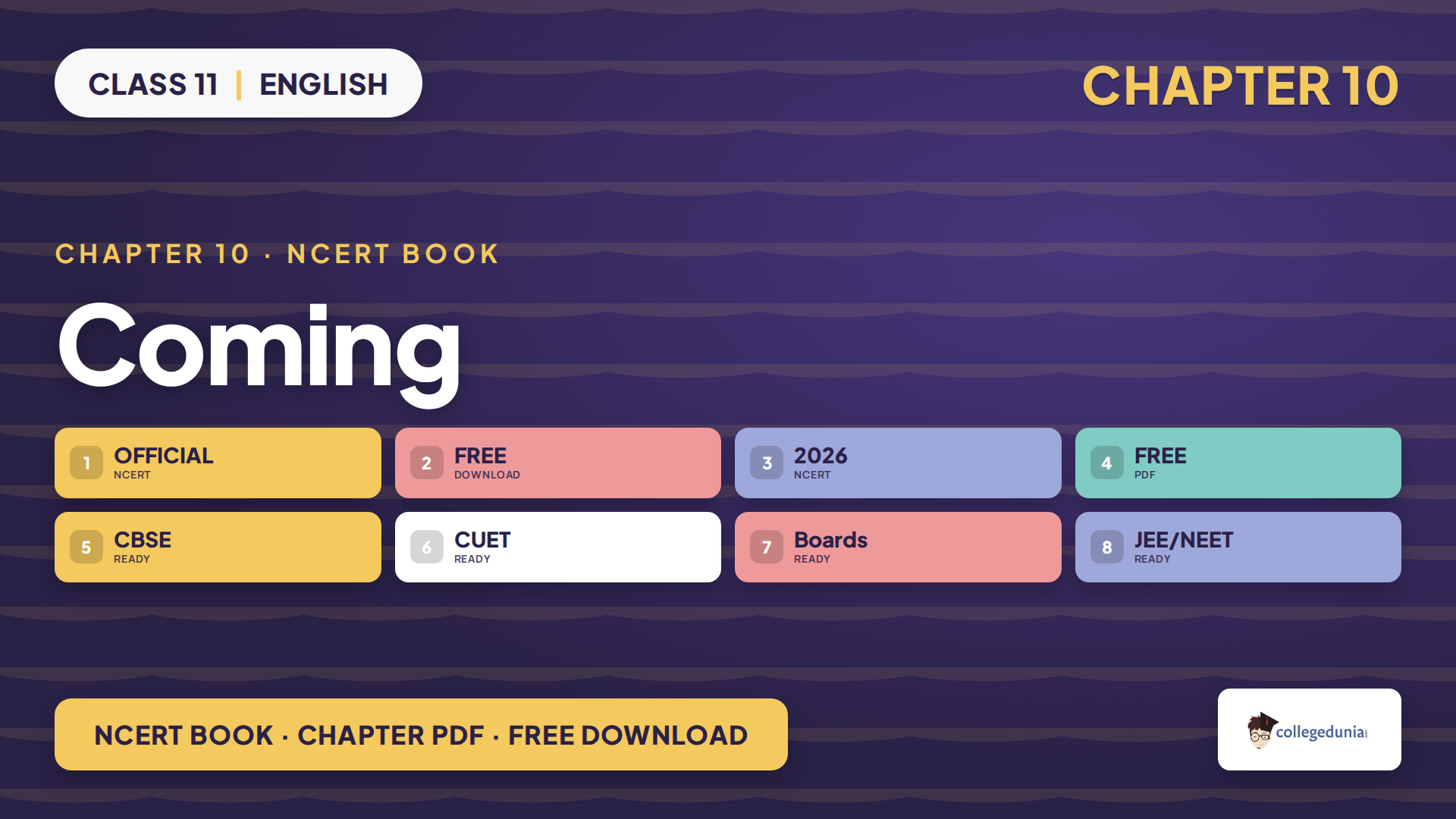 NCERT Class 11 English Woven Words Chapter 10 Coming book PDF