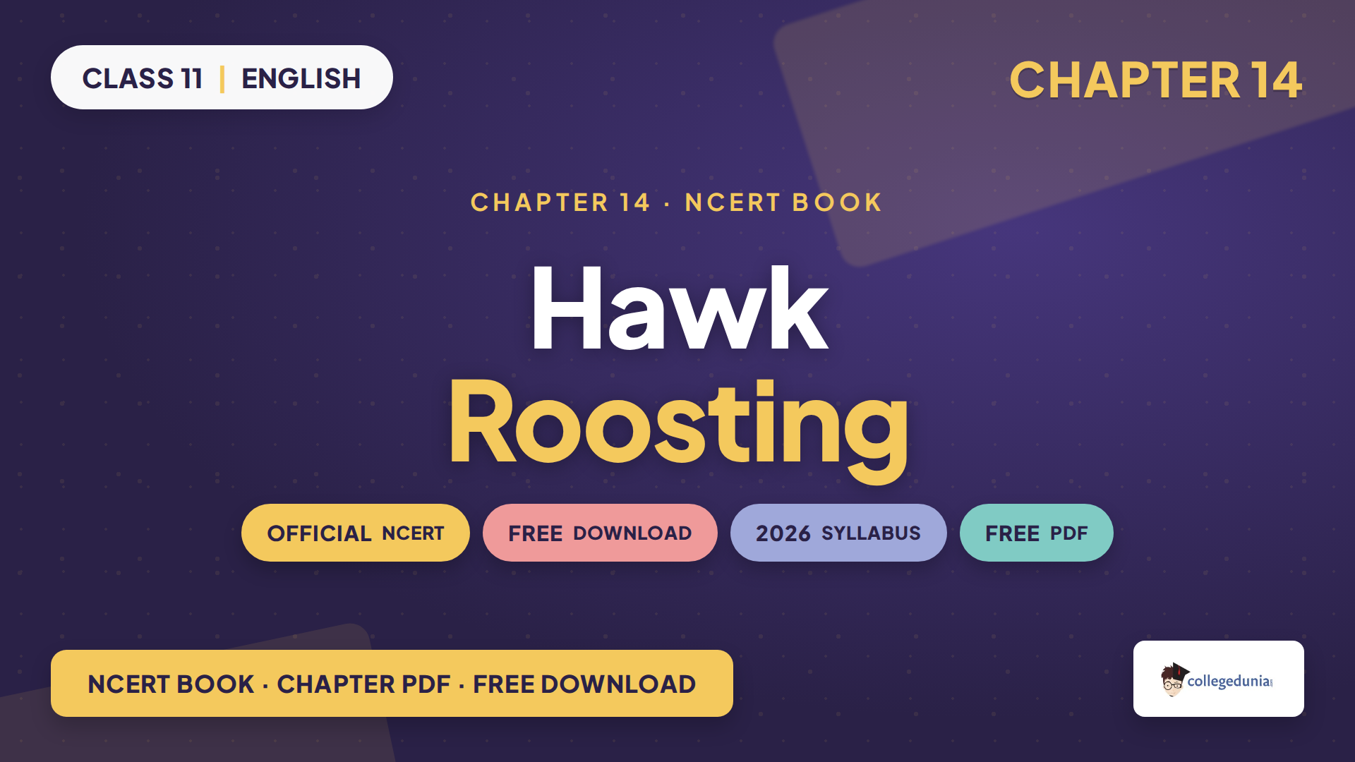 NCERT Class 11 English Woven Words Chapter 14 Hawk Roosting book PDF