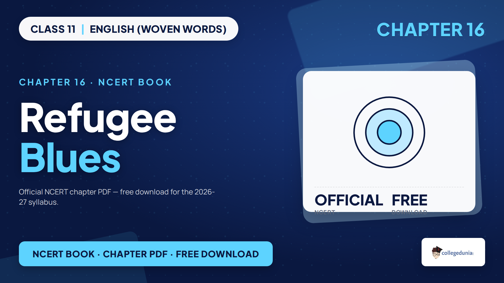 NCERT Class 11 English Woven Words Chapter 16 Refugee Blues book PDF