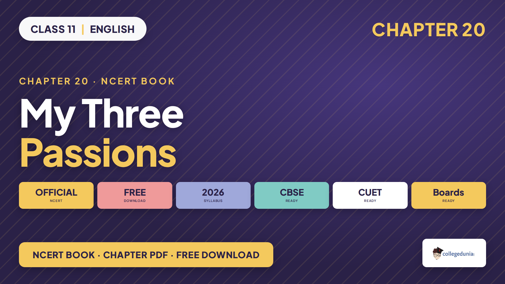 My Three Passions Class 11 English Woven Words NCERT book PDF