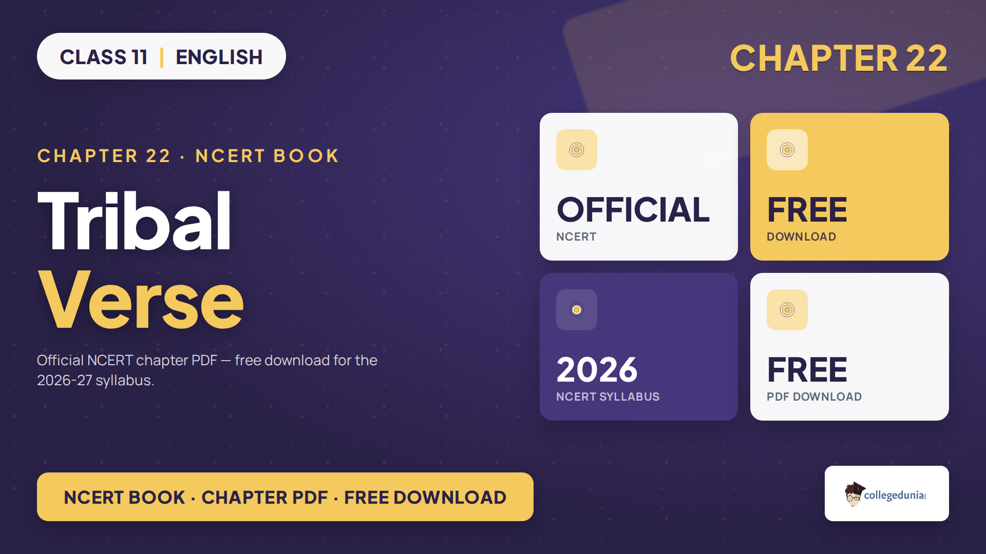 NCERT Class 11 English Woven Words Chapter 22 Tribal Verse book PDF