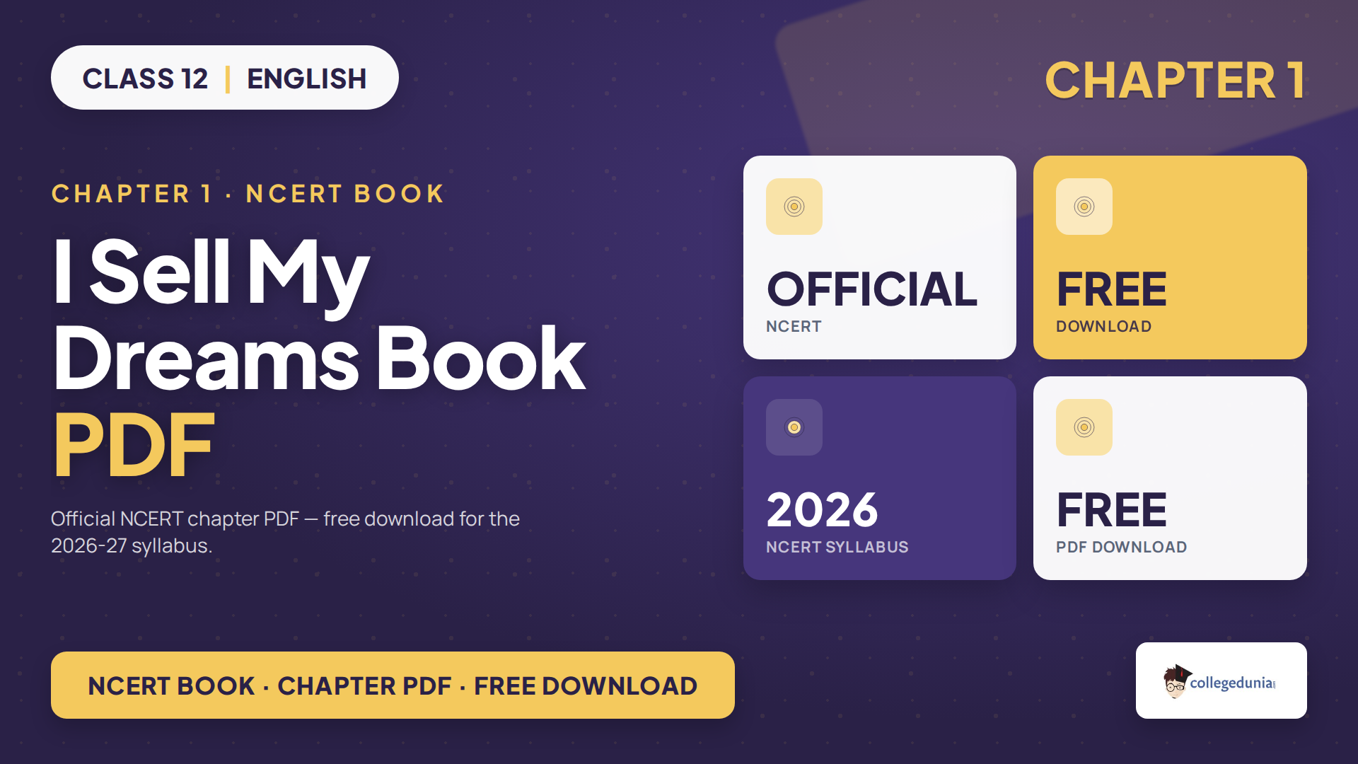 NCERT Class 12 English I Sell My Dreams Book PDF