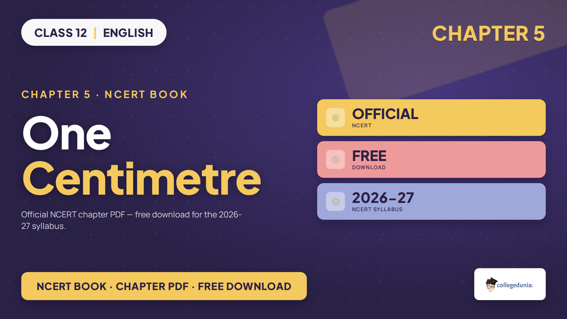 NCERT Class 12 English Supplementary Chapter 5 One Centimetre book PDF