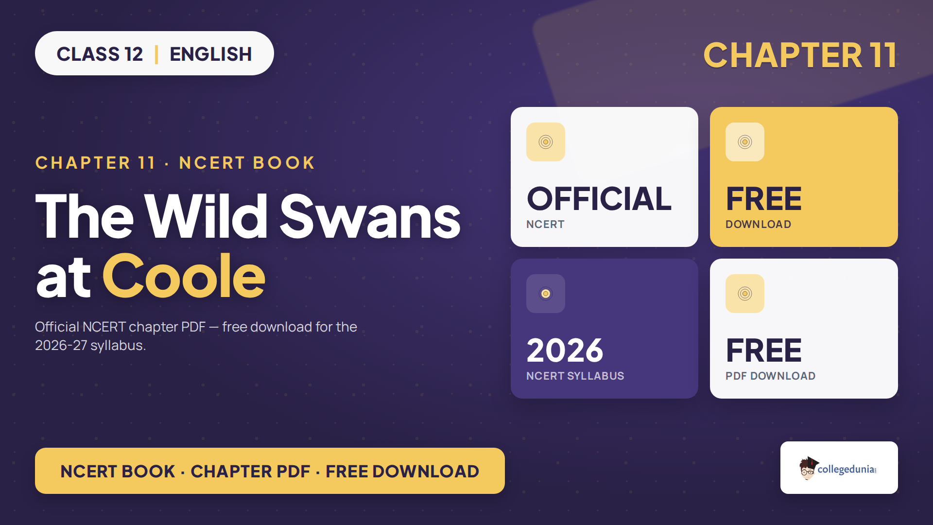 Class 12 English Supplementary Chapter 11 The Wild Swans at Coole NCERT book PDF