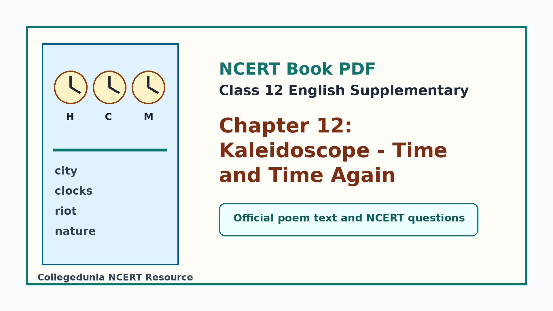 Class 12 English Supplementary Chapter 12 Time and Time Again NCERT book PDF