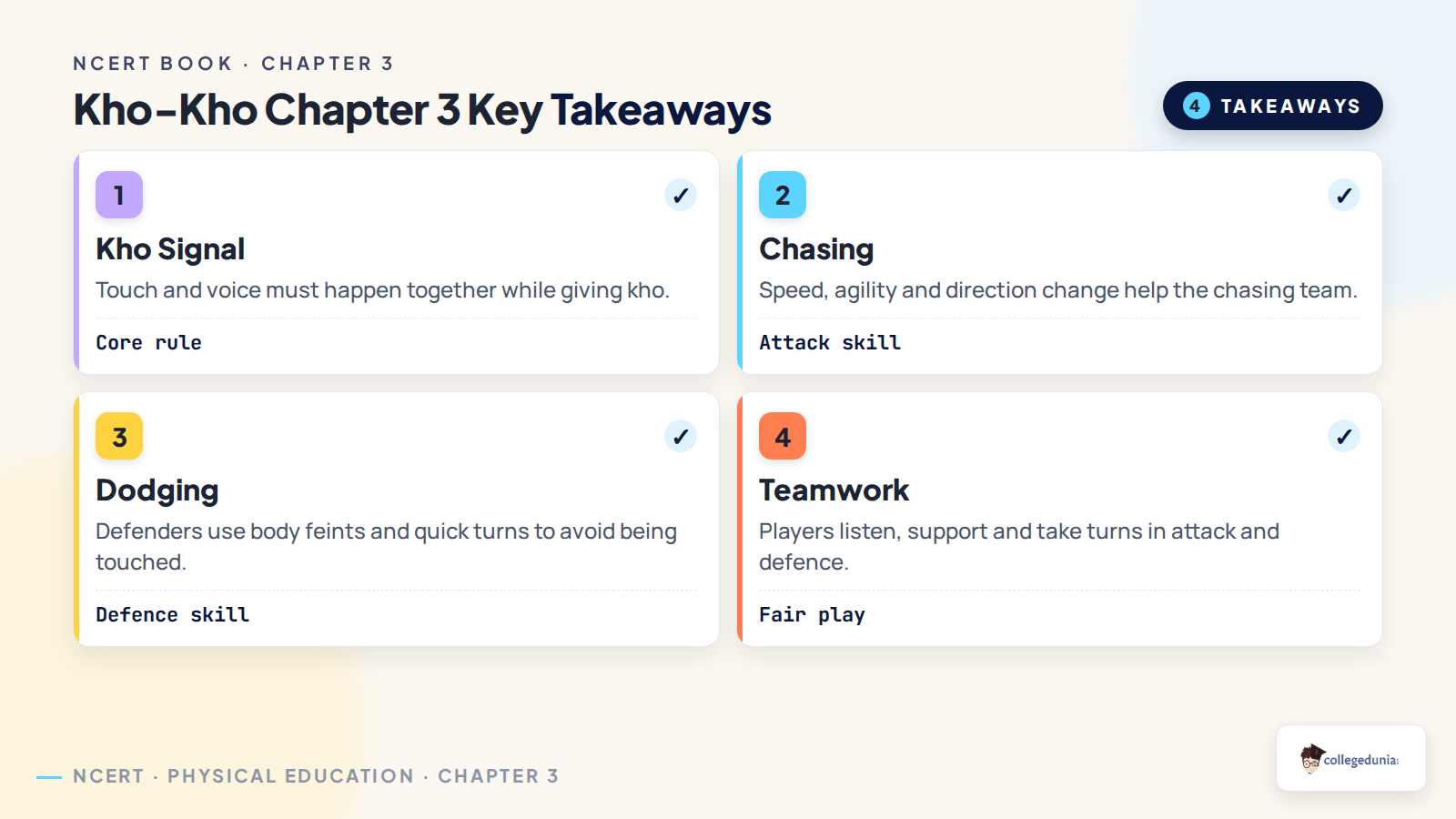 Key takeaways from NCERT Class 6 Khel Yatra Chapter 3 kho-kho