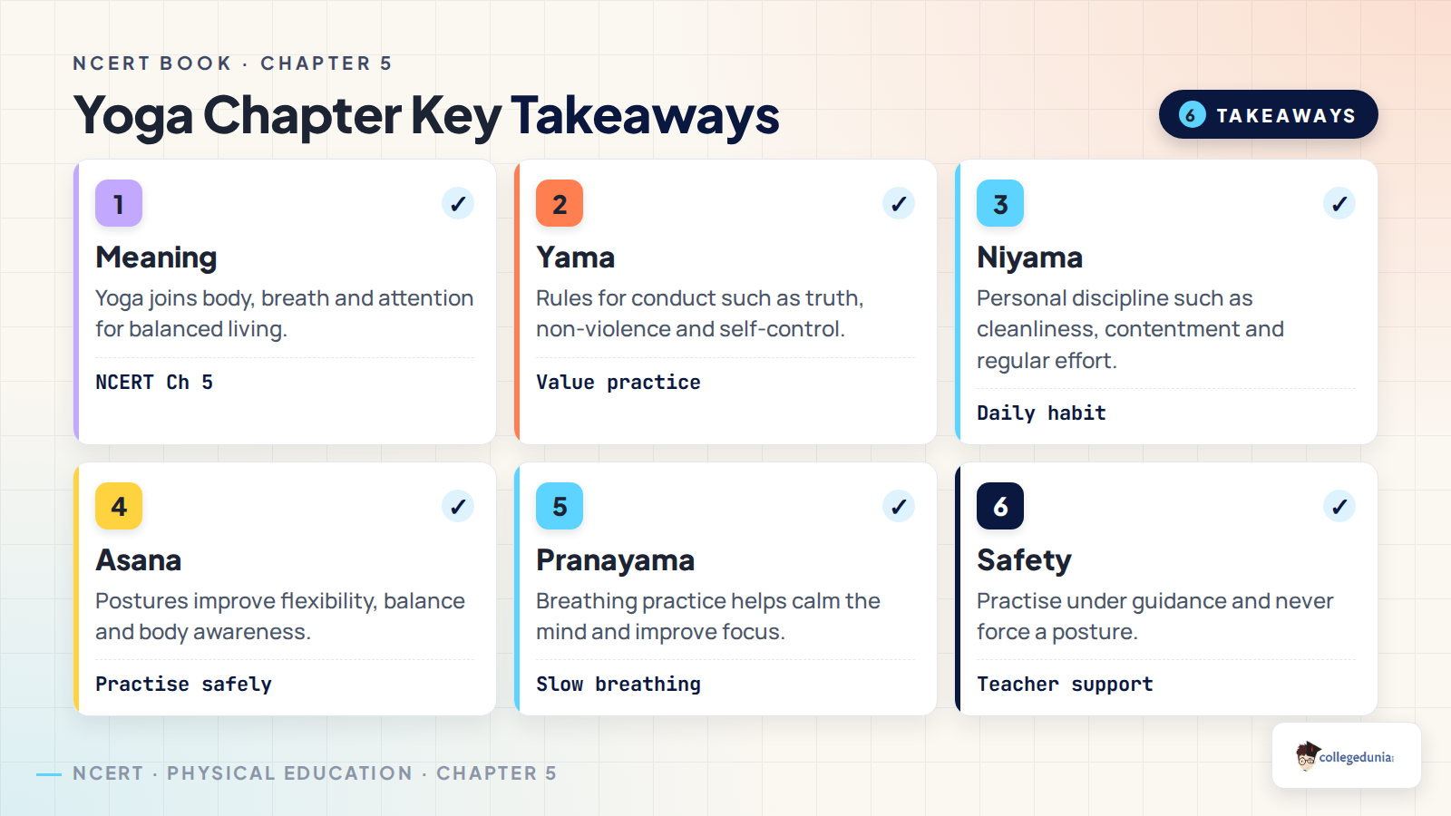 Key takeaways from NCERT Class 6 Khel Yatra Chapter 5 Yoga