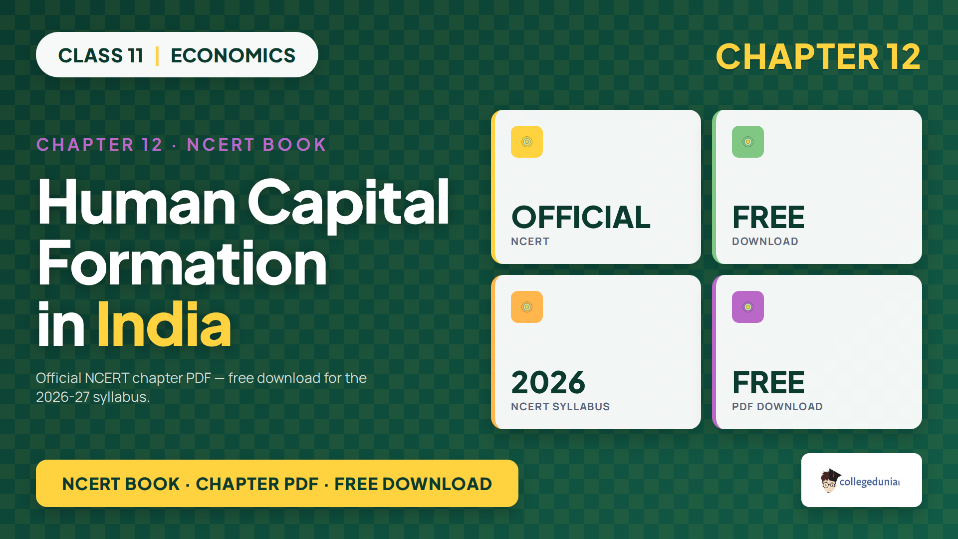 Class 11 Economics Chapter 12 Human Capital Formation in India NCERT book PDF