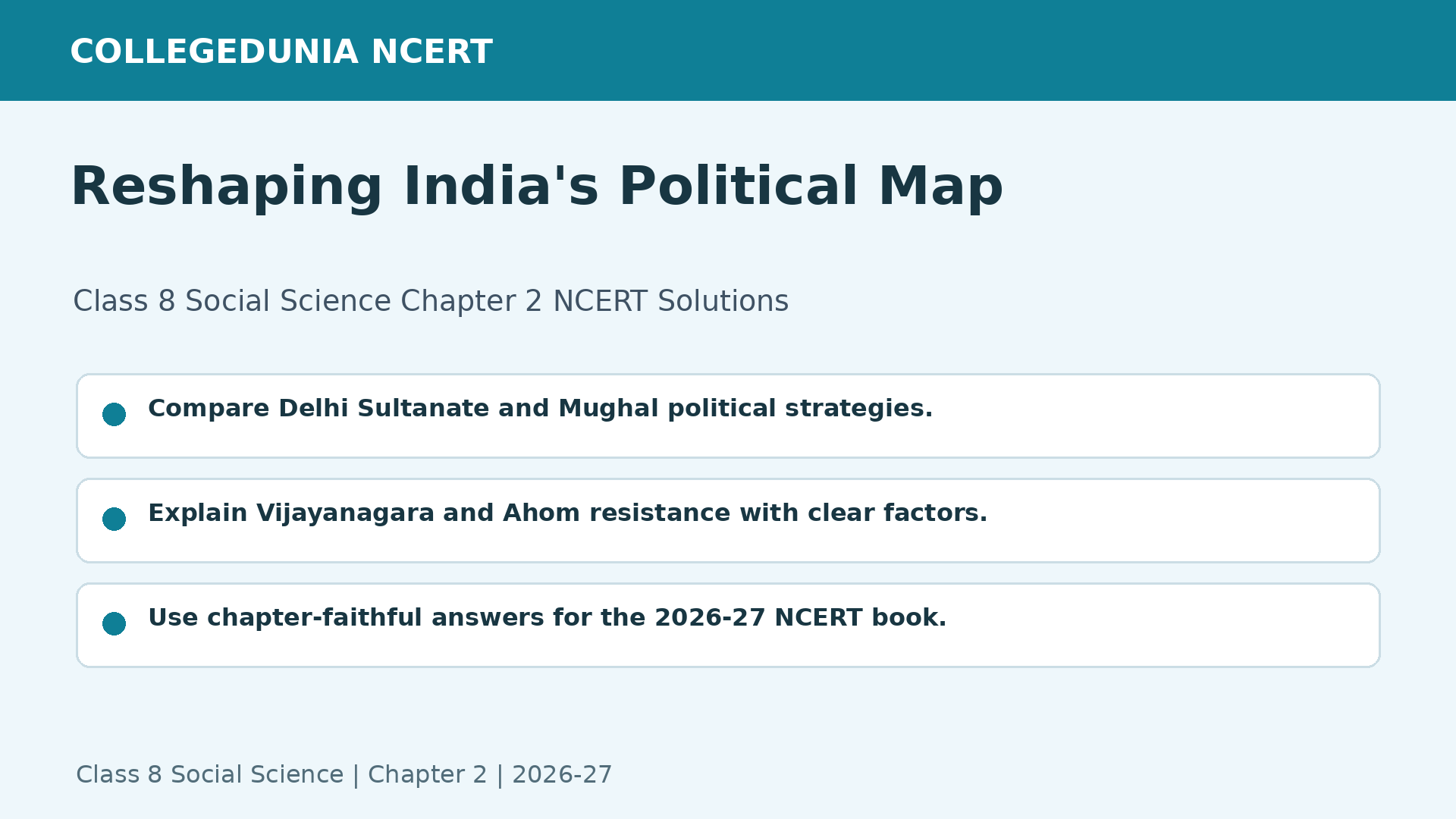 NCERT Solutions Class 8 Social Science Chapter 2 Reshaping India's Political Map