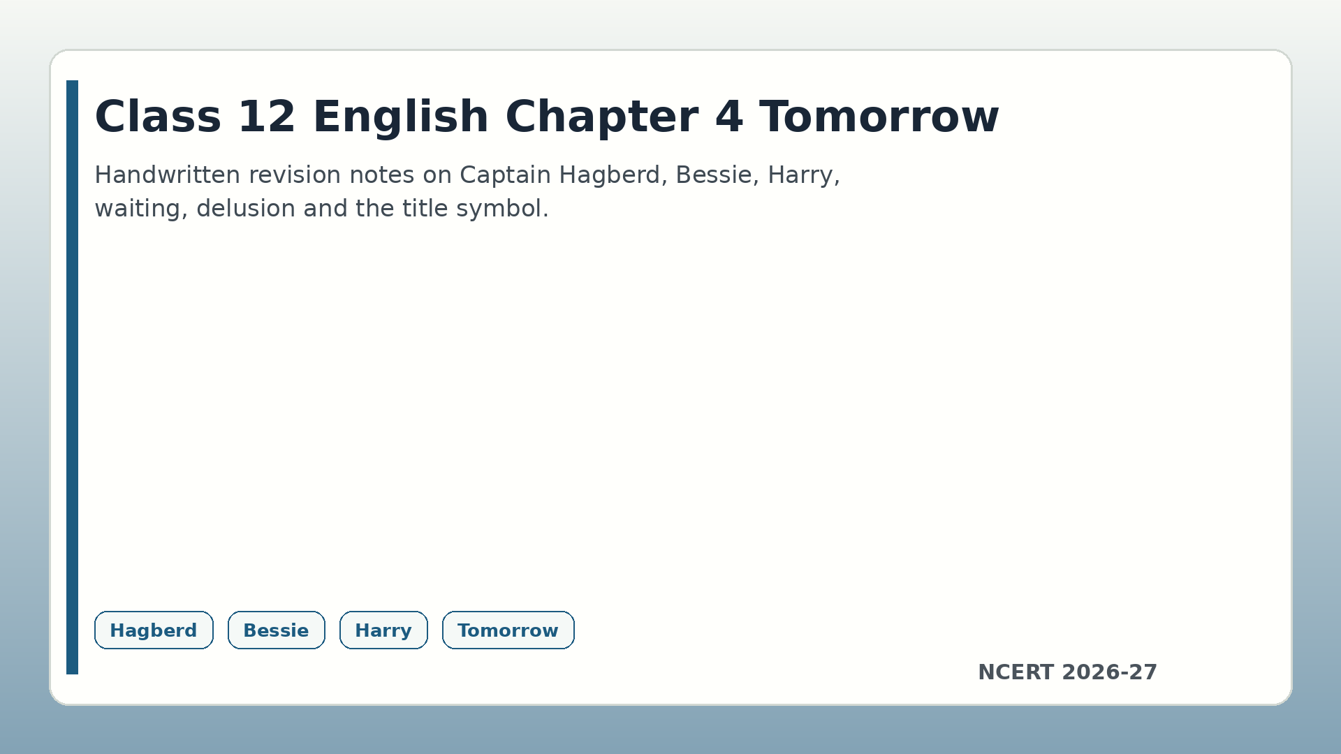 Class 12 English Tomorrow handwritten notes 2026-27