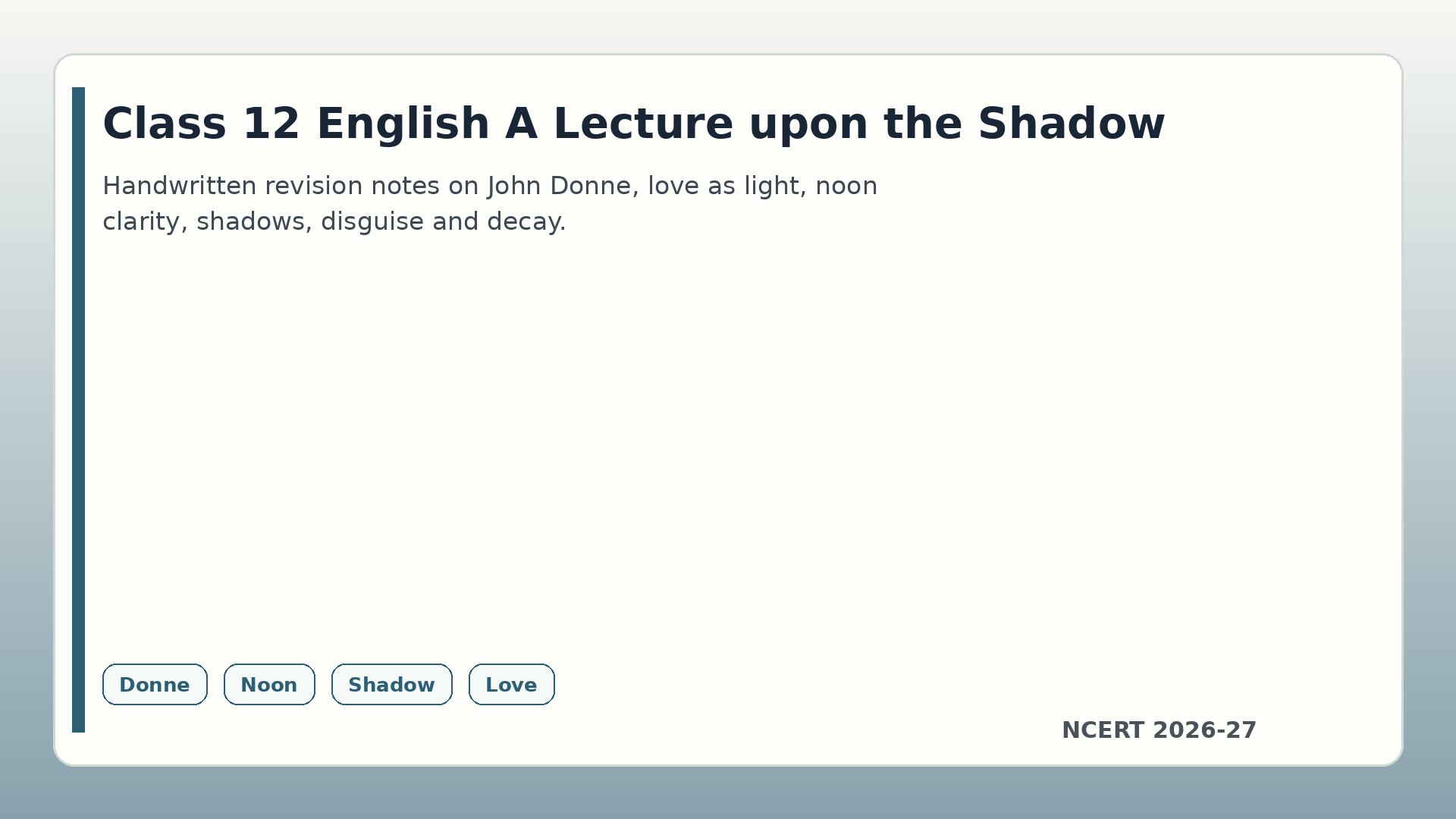 Class 12 English A Lecture upon the Shadow handwritten notes 2026-27