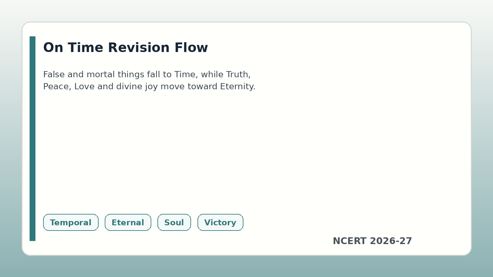 On Time revision flow for Class 12 English Poems by Milton handwritten notes