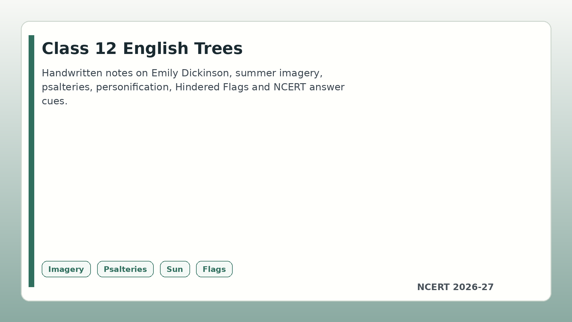Class 12 English Trees handwritten notes 2026-27