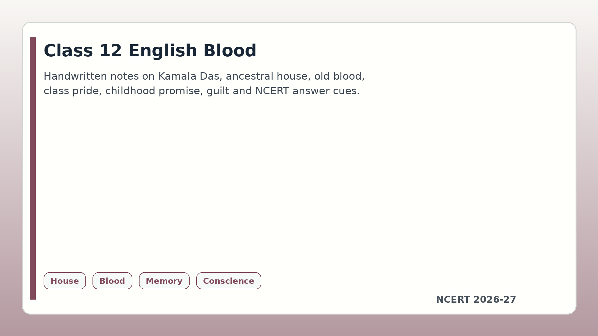 Class 12 English Blood handwritten notes 2026-27