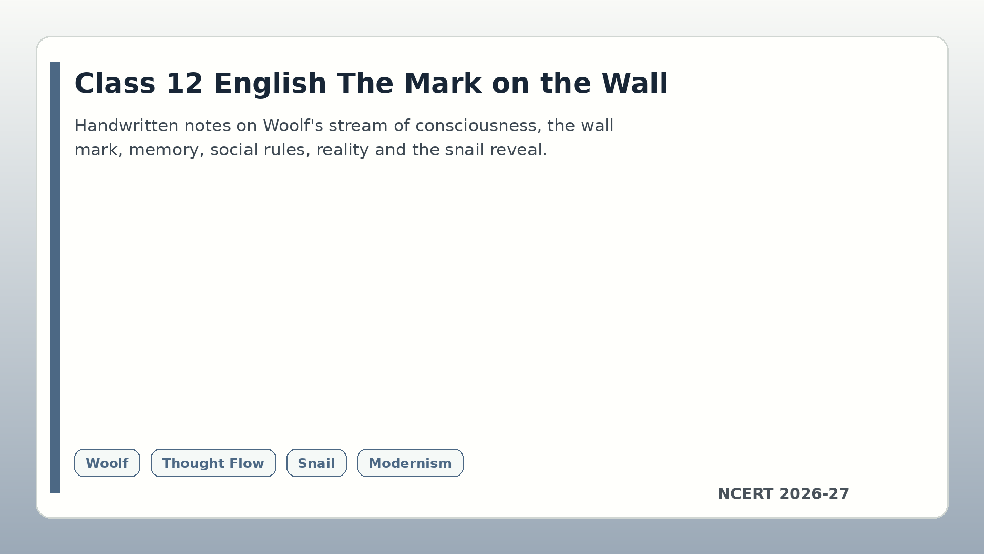 Class 12 English The Mark on the Wall handwritten notes 2026-27