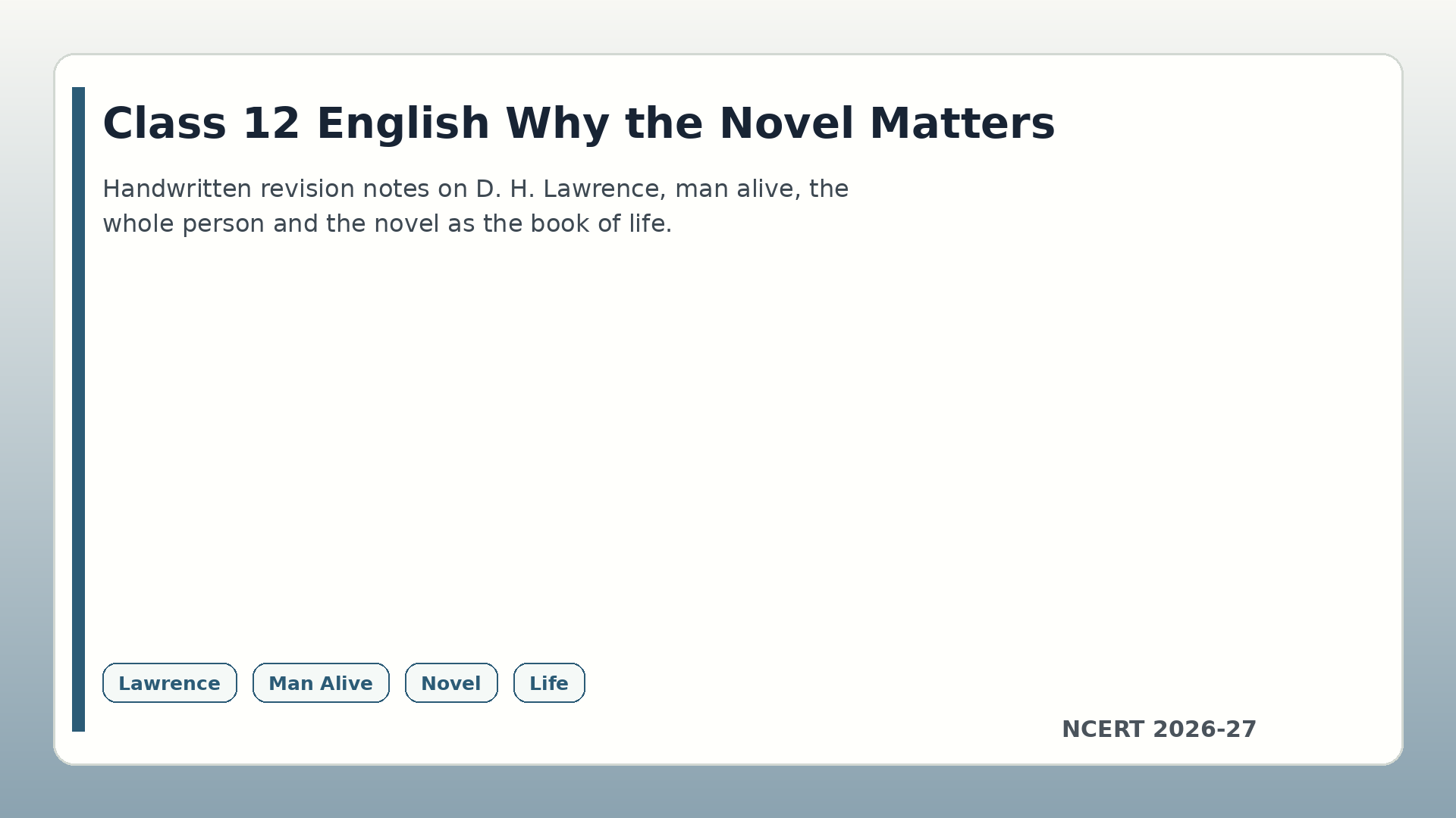 Class 12 English Why the Novel Matters handwritten notes 2026-27