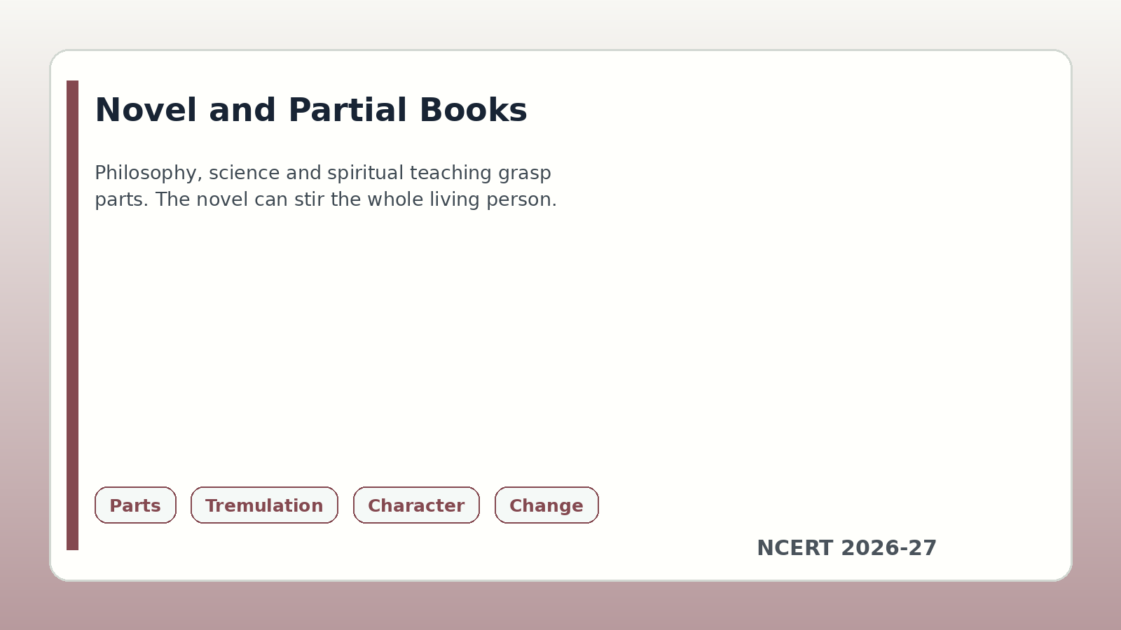 Novel and partial books comparison in Why the Novel Matters