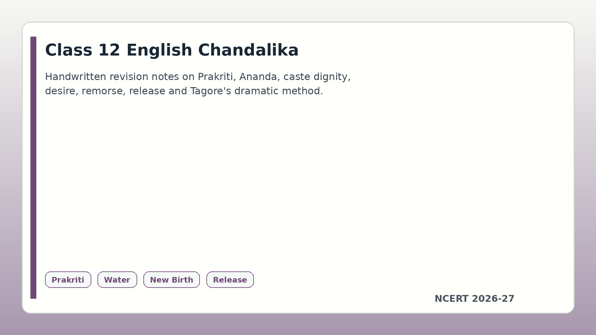 Class 12 English Chandalika handwritten notes 2026-27