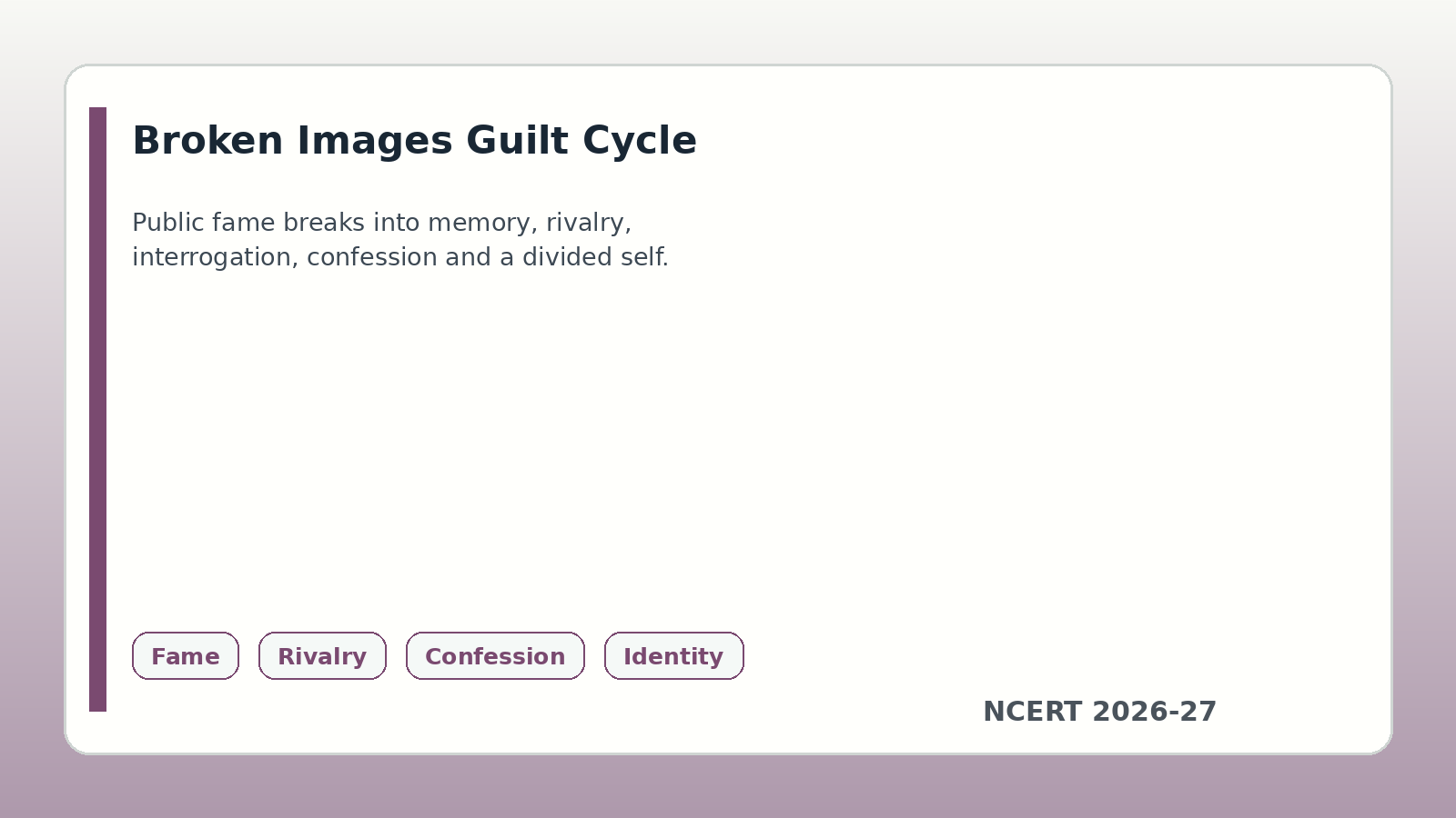 Broken Images guilt cycle from fame to divided identity