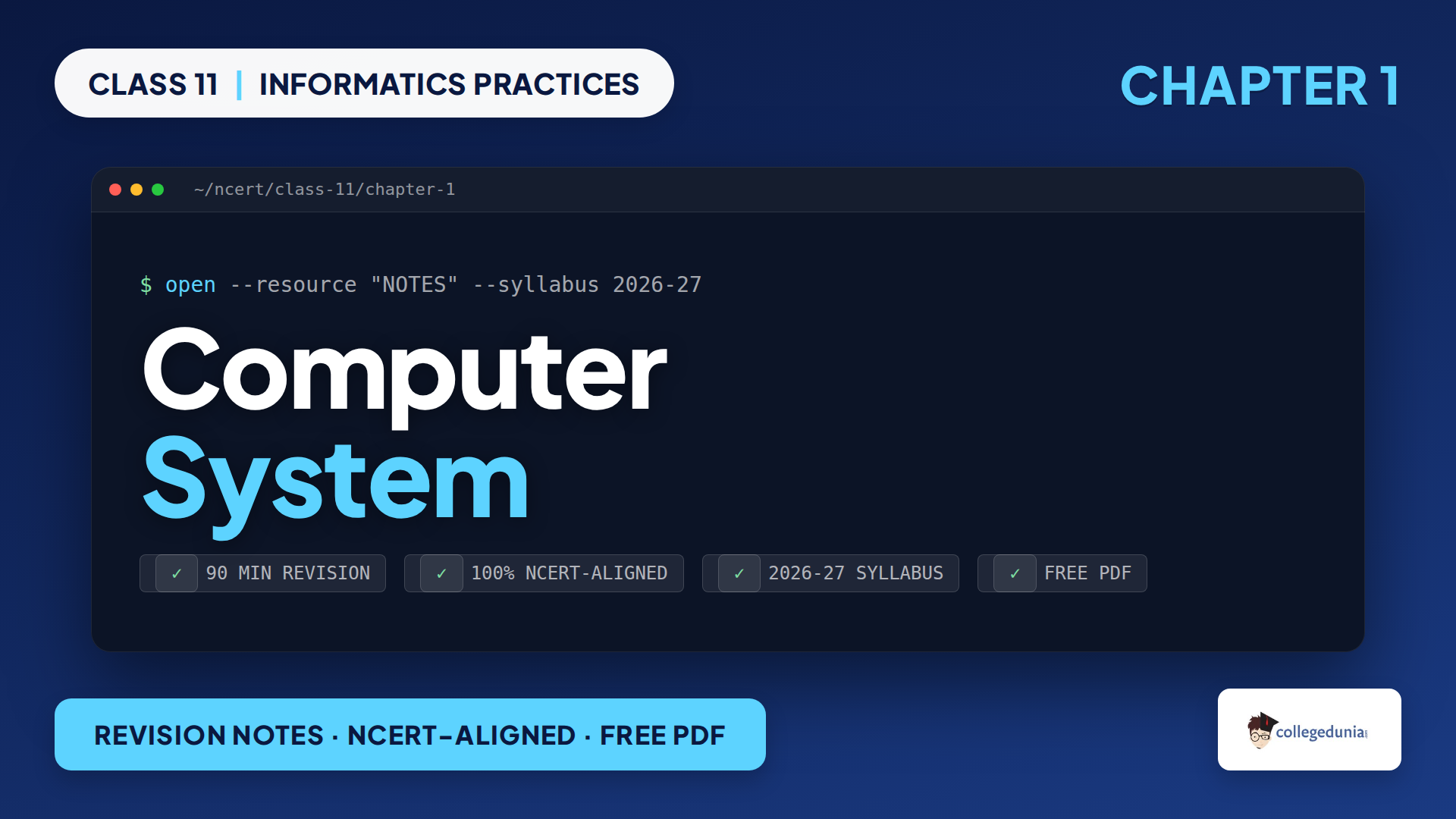 Class 11 Informatics Practices Computer System notes 2026-27