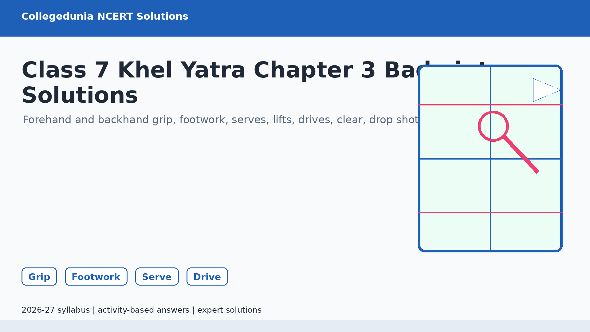 Class 7 Khel Yatra Chapter 3 Badminton NCERT Solutions 2026-27
